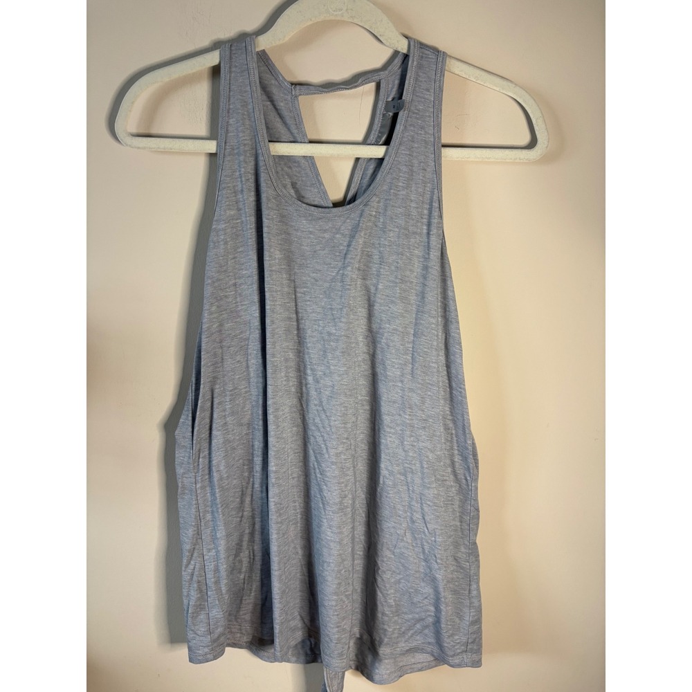 Athleta Essence Tie Back Tank Top Heathered Grey Open Back Yoga Gym Womens M